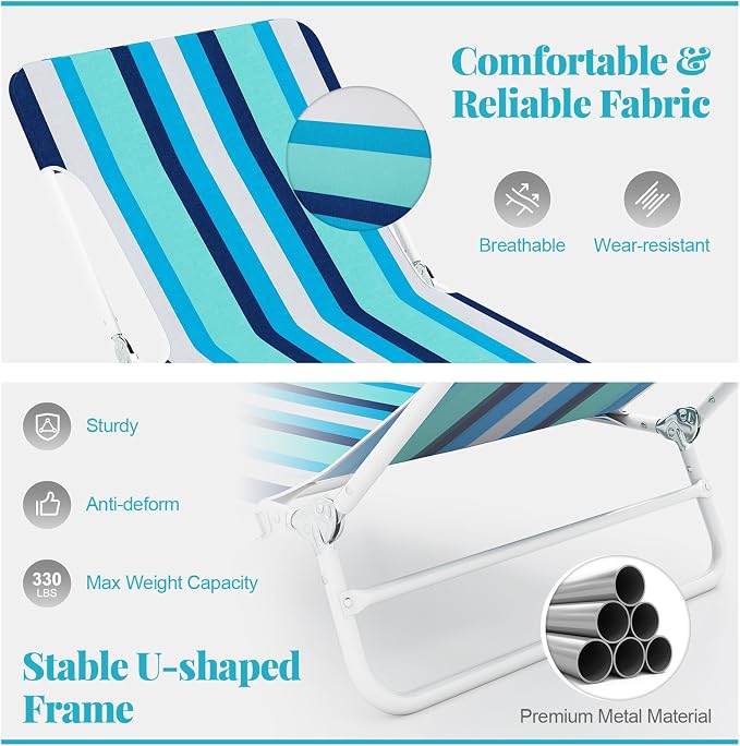 GYMAX Tanning Chair, 330lbs Capacity & Shoulder Strap, Portable Layout - Image 5