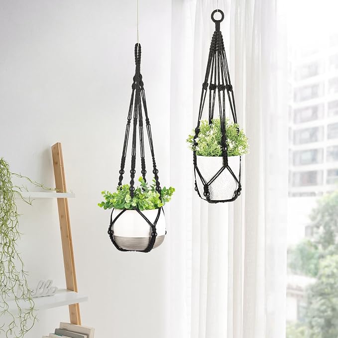 Mkono 3 Pack Macrame Plant Hangers Indoor Different Size Hanging Planter Basket - Image 3
