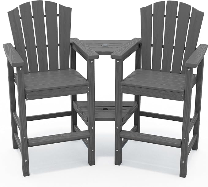 KINGYES Tall Adirondack Chairs Set of 4, All Weather Embossed Balcony Height - Image 9