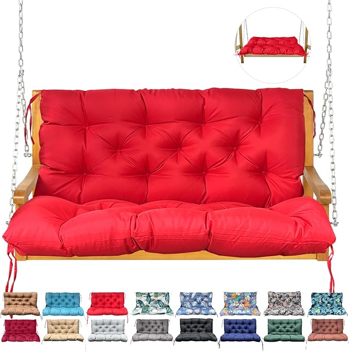 Porch Swing Cushion with Backrest, Waterproof Bench Cushion by NANGELRN