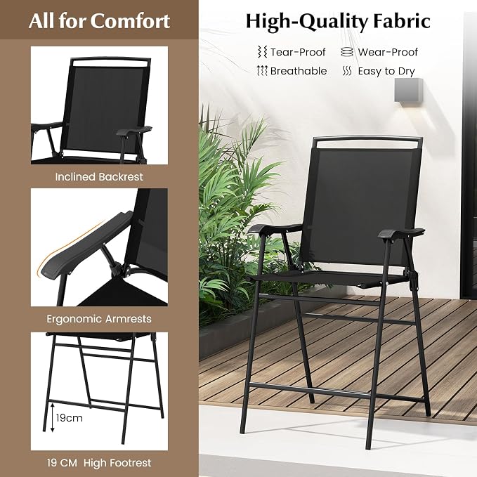 COSTWAY 3 PCS Patio Table and Chairs Set, Bistro Furniture - Image 5