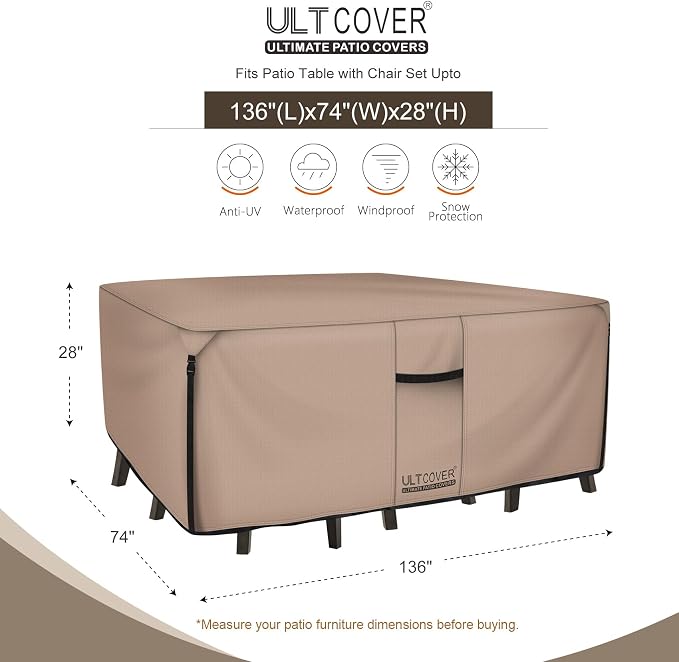 ULTCOVER Rectangular Patio Heavy Duty Table Cover - Image 2
