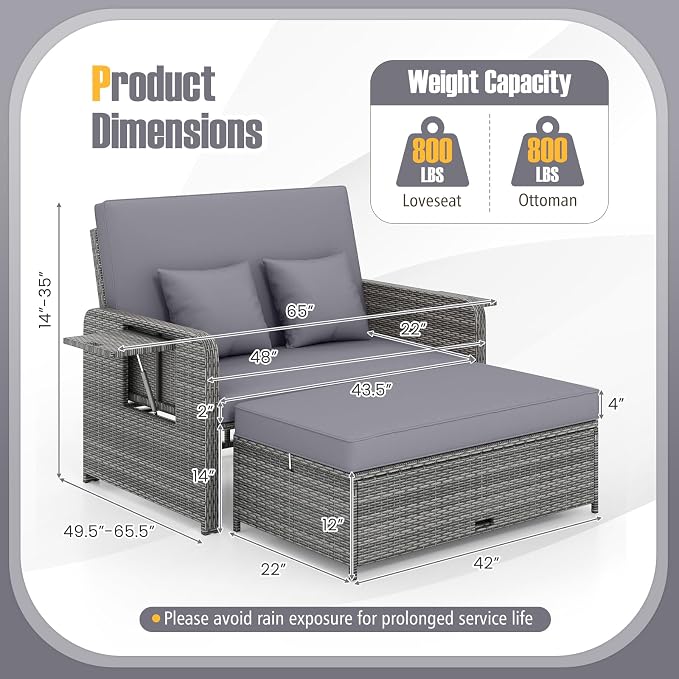 RELAX4LIFE Wicker Patio Outdoor Daybed - Image 3