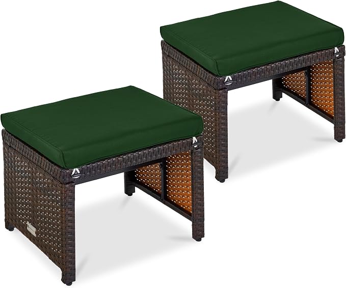 Best Choice Products Set of 2 Wicker Ottomans, Additional Seating, Side Table by BestChoiceProducts
