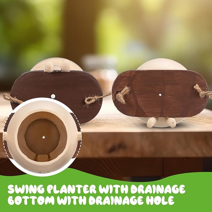 Domensi 2 Pcs Swing Hanging Planter Cute Smile Flower Face Pot Indoor Outdoor - Image 4