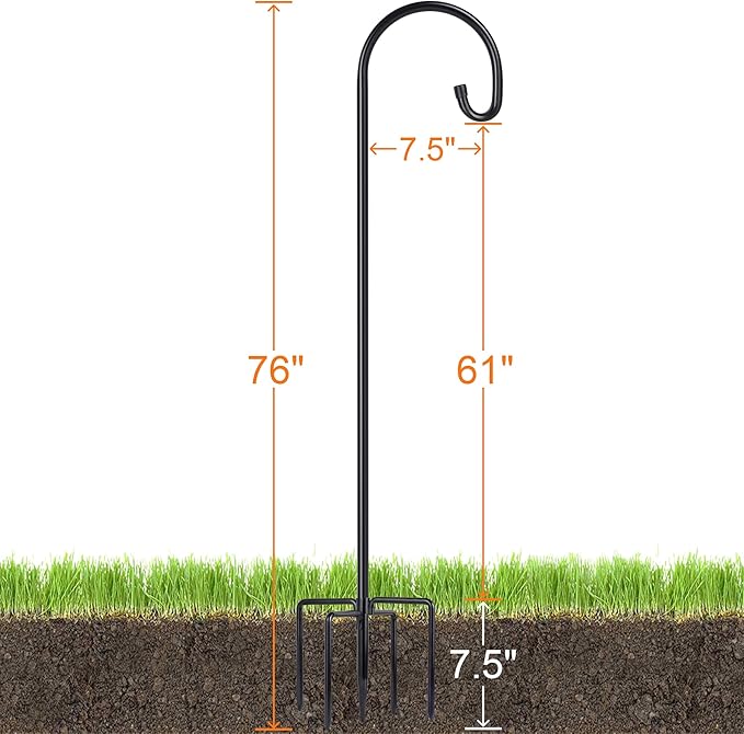 Ottsuls Bird Feeder Pole, 2 Pack 76 Inch Shepherds Hooks - Image 5