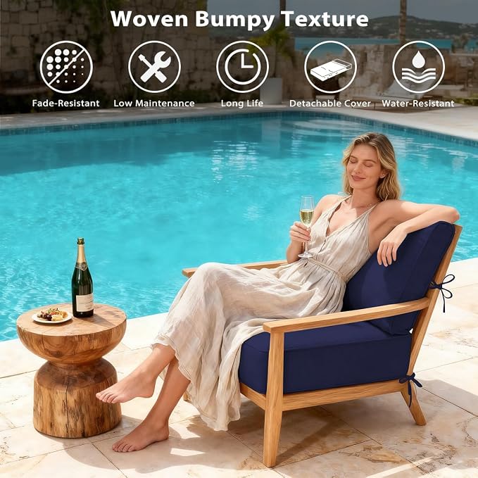 Sundale Outdoor Olefin Deep Seat Cushion, Patio Chair Cushion and Pillow - Image 2