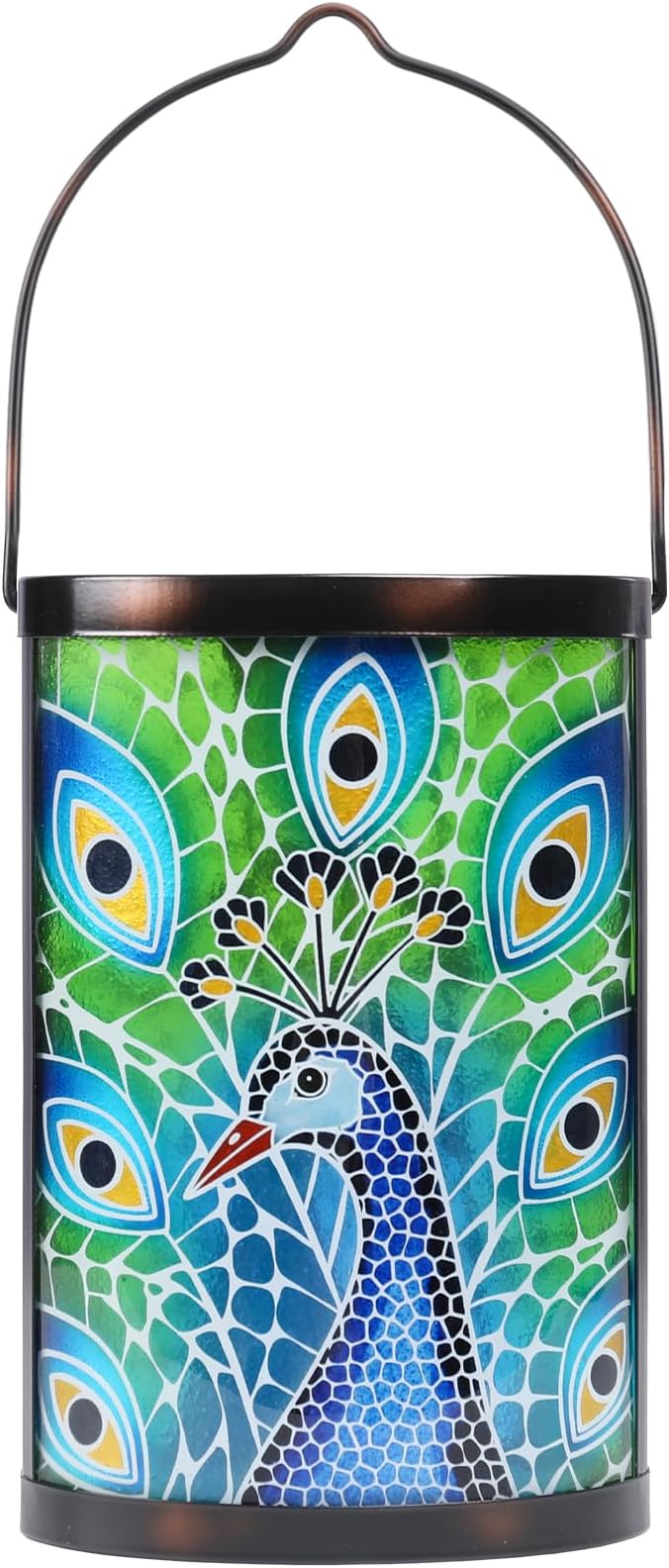 Hanging Solar Lantern Outdoor Waterproof Peacock Solar Lights Glass Tabletop by MUMTOP