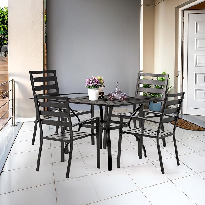 VINGLI 36" Square Patio Table for 4, Metal Outdoor Dining Table - Image 2