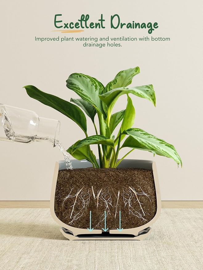 LE TAUCI Plant Pots for Indoor Plants, 4.1+5.1+6.5 inch, Ceramic Planters - Image 3