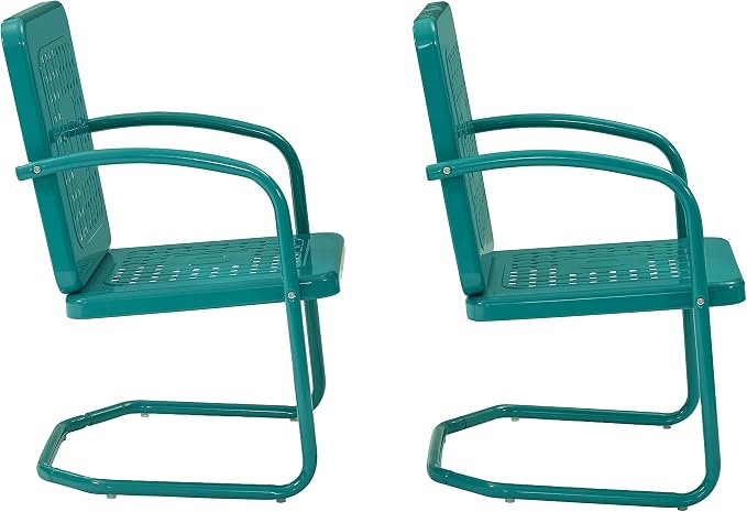 Crosley Furniture Bates 2-Piece Outdoor Chair Set, Retro Metal Patio Chairs - Image 5