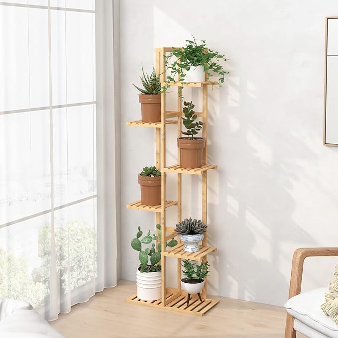 Laiensia Bamboo Plant Stand Rack 6 Tier, Indoor&Outdoor Planter Display Shelves - Image 2