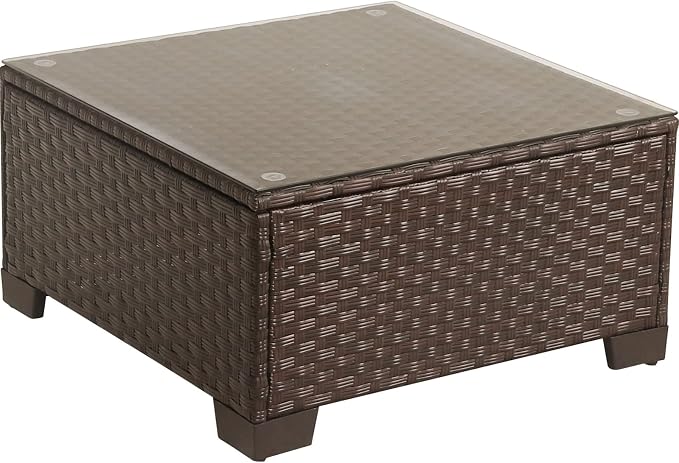 Rattaner Patio Furniture Wicker Coffee Table Outdoor Garden Square Side Table - Image 7
