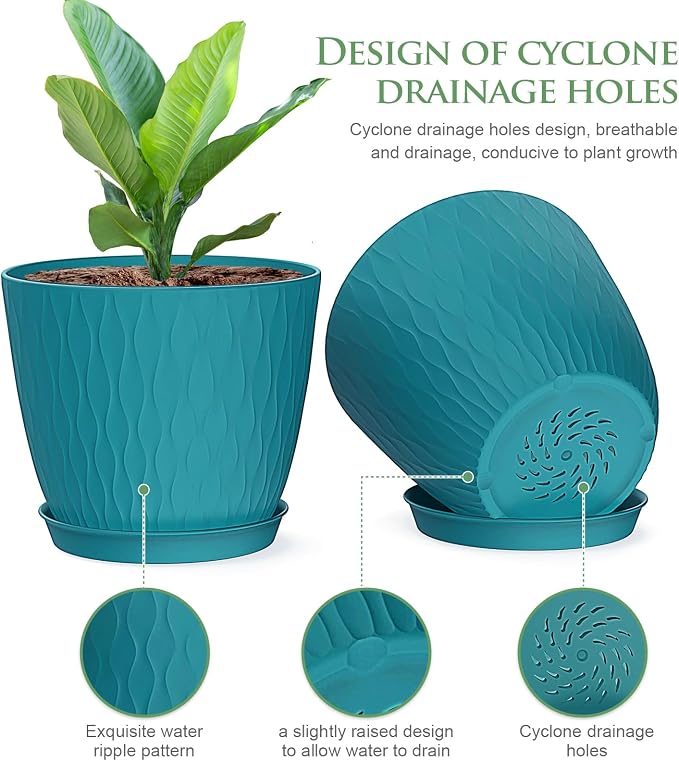 6 inch Plant Pots, 5 Pack Flower Pots - Image 3