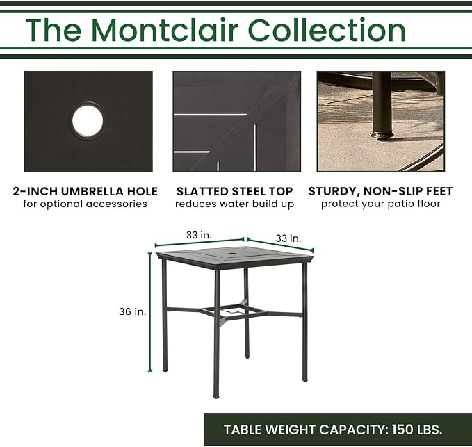 Hanover Montclair 5-Piece All-Weather Outdoor Patio High Dining Set, 4 Swivel - Image 4