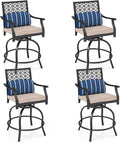 Giantex Outdoor Bar Stools Set of 4, Metal Patio Bar Chairs by Giantex