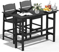 FOOWIN 3 Piece Outdoor Bar Height Table and Chairs, All Weather HDPE Patio Bar by FOOWINOUTDOORSHOW