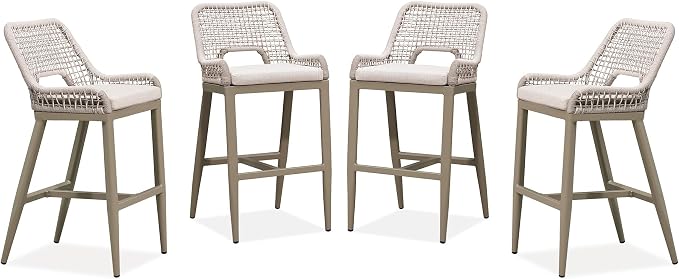 PURPLE LEAF Bar Stools Set of 4 Bar Height Metal Bar Chairs by PURPLELEAF