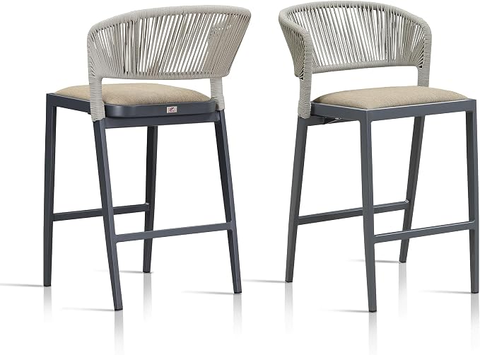 PURPLE LEAF Counter Height Bar Stool Set of 2 Outdoor Bar Stools Modern Bar by PURPLELEAF