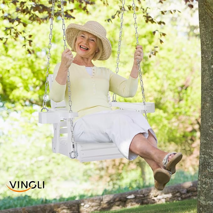 VINGLI Heavy Duty 440 LBS 1-Person Wooden Patio Porch Swing - Image 6