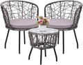 Kromax 3 Piece Bistro Set, Modern Outdoor Wicker Patio Furniture by KROMAX