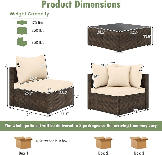Tangkula 7 Pieces Wicker Patio Furniture Set, All-Weather Outdoor Rattan - Image 4