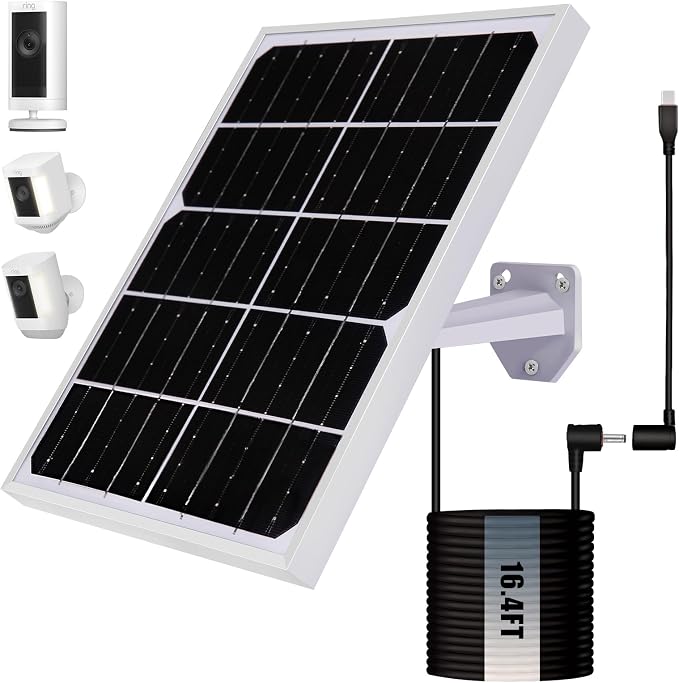 Solar Panel for Security Camera 2 in 1 Port 10W Ring Camera Solar Charger by Unknown