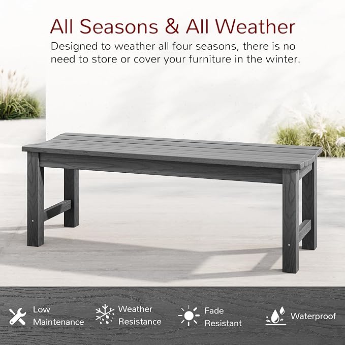 Stoog Outdoor Bench, 2-Person Outdoor Poly Lumber Backless Bench, Weatherproof - Image 4