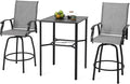 NUU GARDEN 3-Piece Outdoor Swivel Bar Set, All-Weather Textilene High Bistro by NUUGARDENCORPORATION