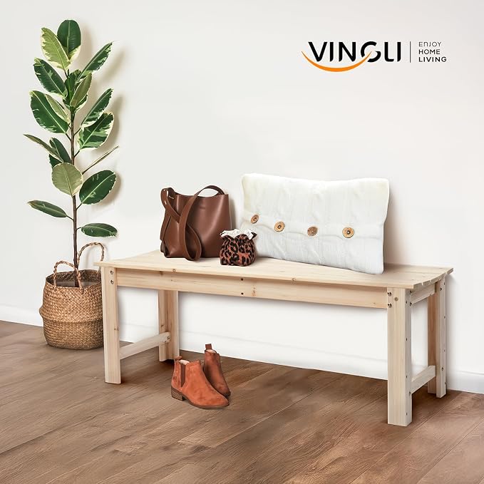 VINGLI Outdoor Wood Bench - Image 2