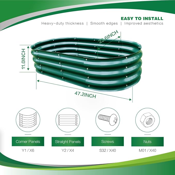 Gardmax 2 Pack Galvanized Raised Garden Bed, Lightweight Planter Boxes Outdoor - Image 4