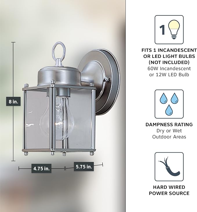 DESIGNERS FOUNTAIN Preston Outdoor Light Fixture, 8 Inch Exterior Wall Lantern - Image 4