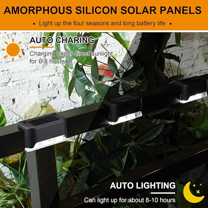 Geelin 32 Pcs Solar Deck Lights Outdoor, Waterproof LED Solar Step Fence Lights - Image 5