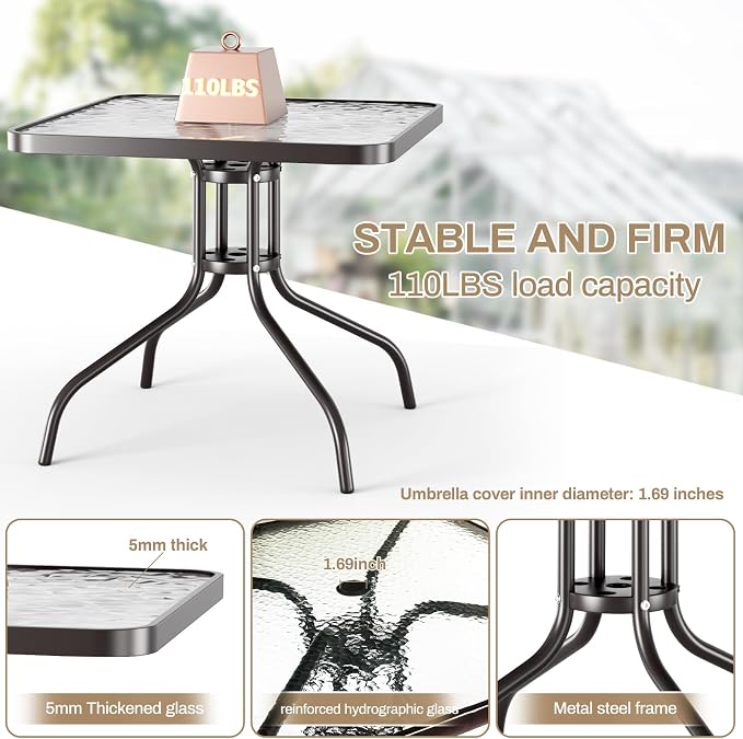 TLSUNNY Patio Dining Set 5 Pieces, All Weather Outdoor Furniture W/30"X 30" - Image 3
