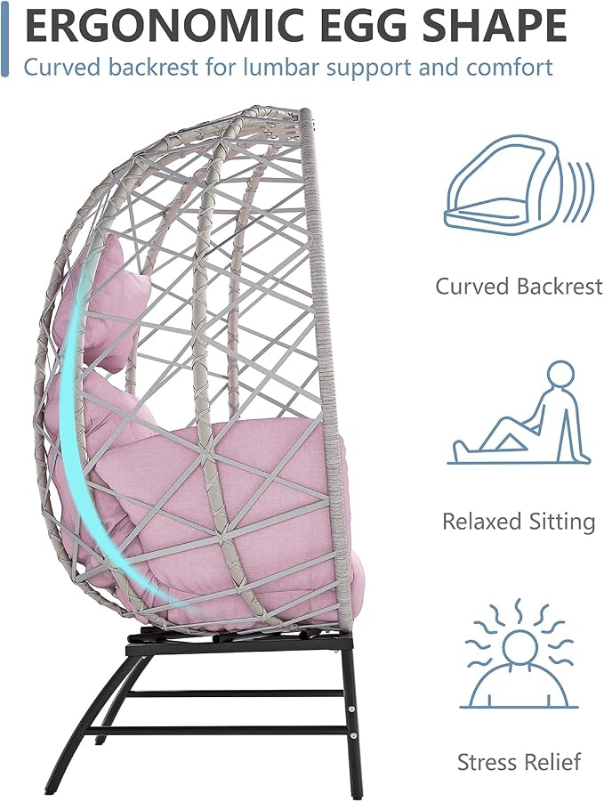 SWITTE Wicker Egg Chair Outdoor, Oversized Patio Lounge Chairs - Image 7