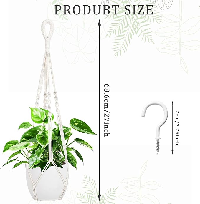 Augshy 27inch Macrame Plant Hanger, 2 Packs Plant Hangers - Image 2