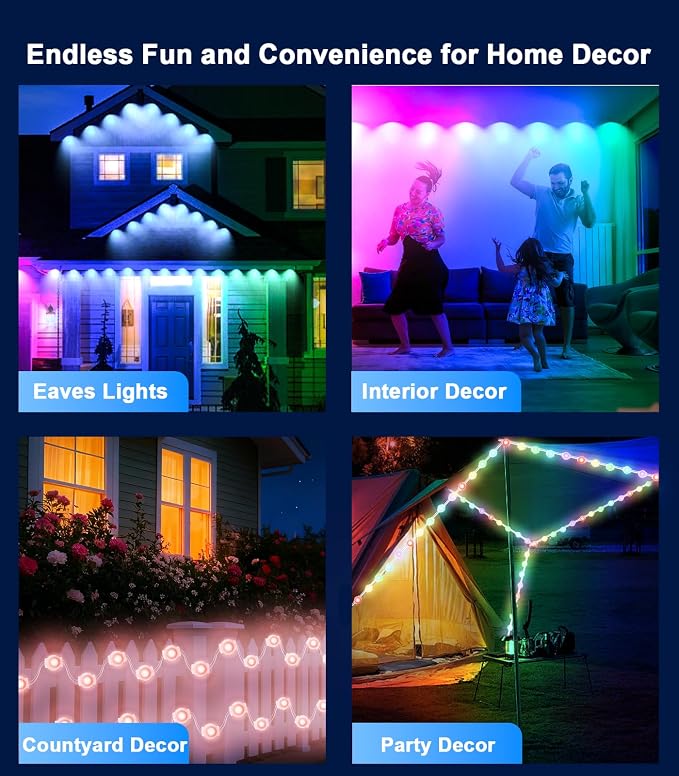 100FT Permanent Outdoor Lights for House, 2025 RGB LED Waterproof Christmas - Image 7
