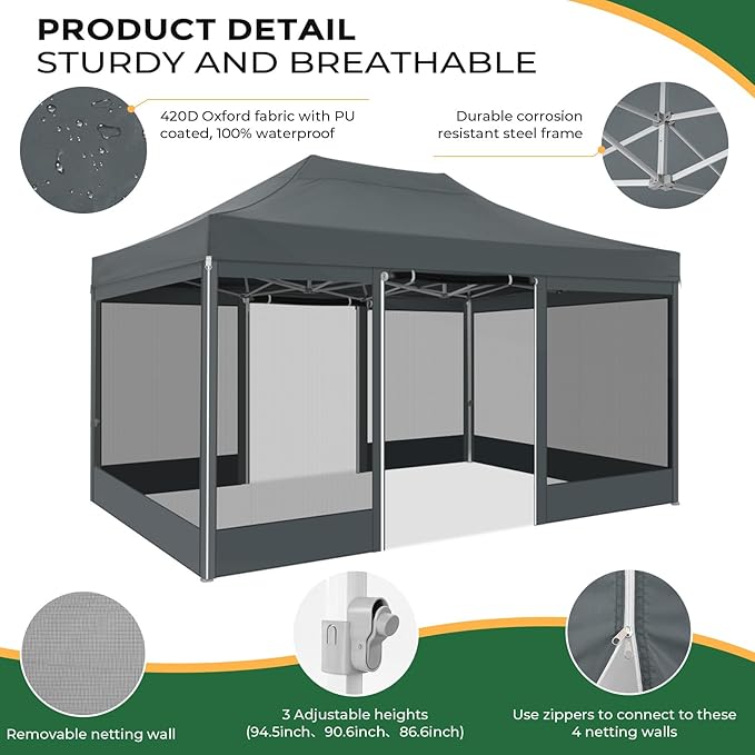COBIZI 10x15 Heavy Duty Pop Up Canopy - Image 4