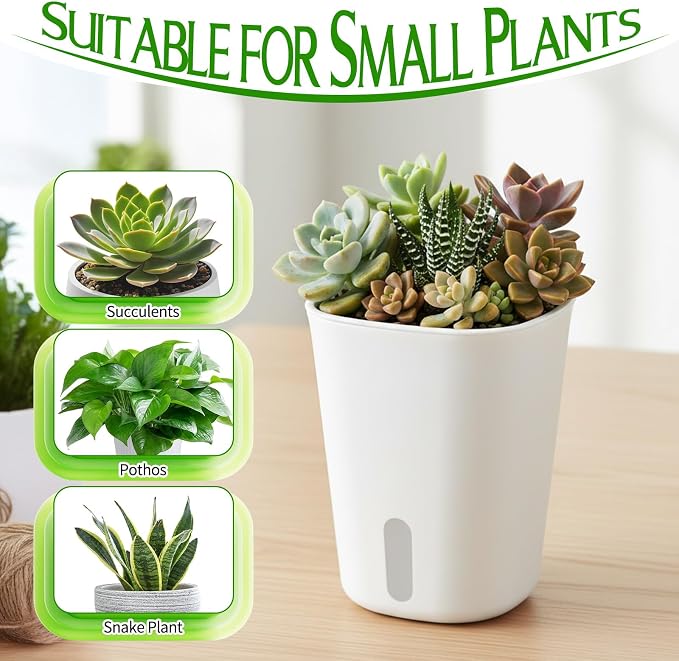 10 Sets 4" Self Watering Pots for Indoor Plants, Plastic Self Watering Planter - Image 5