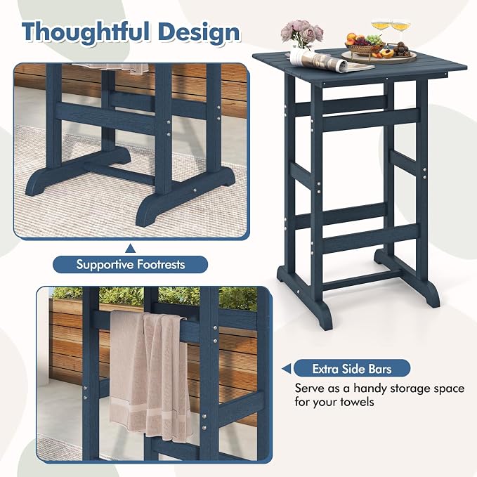 Giantex 42" Height Outdoor Tall Bar Table, HDPE Square Pub Tables - Image 6