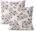 Purple Pink Pillow Covers 22x22 Inch 2 Pcs Green Hydrangea Flower Decor Throw by DAFENA