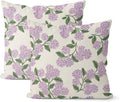 Purple Pink Pillow Covers 24x24 Inch 2 Pcs Green Hydrangea Flower Decor Throw by DAFENA