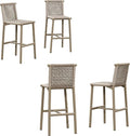 PURPLE LEAF Outdoor Bar Stools Set of 4 Aluminum Counter Height Wicker Stool by PURPLELEAF