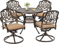 Grepatio 5 Piece Outdoor Dining Set Cast Aluminum Patio Dining Set Table and by Takesyoutohaveawonderfullife