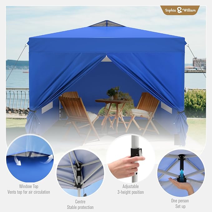 Sophia & William Canopy Tent Pop Up 10x10 ft One Person Push Set Up Canopies - Image 3