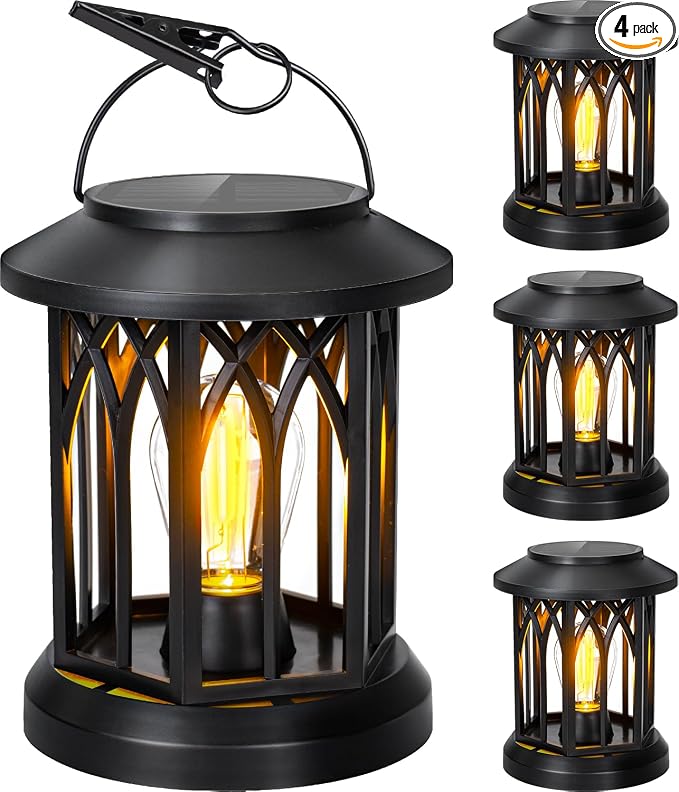 Hanging Solar Lanterns Outdoor Waterproof, 4 Pack Outdoor Lantern Decorative by BOMIERMakeYourHomeBetter