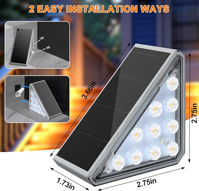 2 Pack Solar Stair Lights Outdoor Stair Lights - Image 4