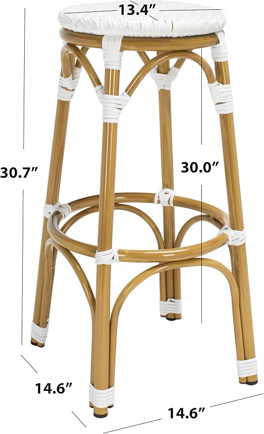 Safavieh Outdoor Collection Kipnuk White Stacking 30-inch Bar Stool - Image 3