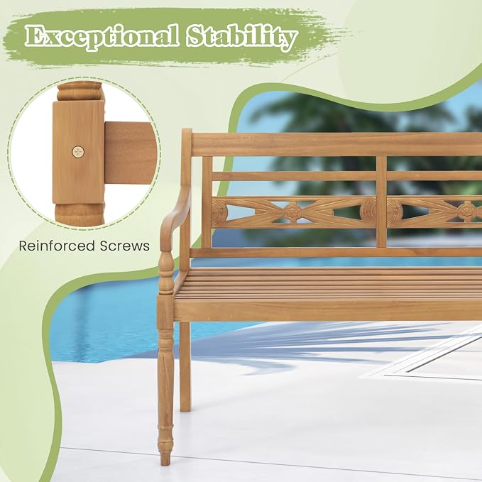 Tangkula Outdoor Bench, 2-Person Garden Bench - Image 7