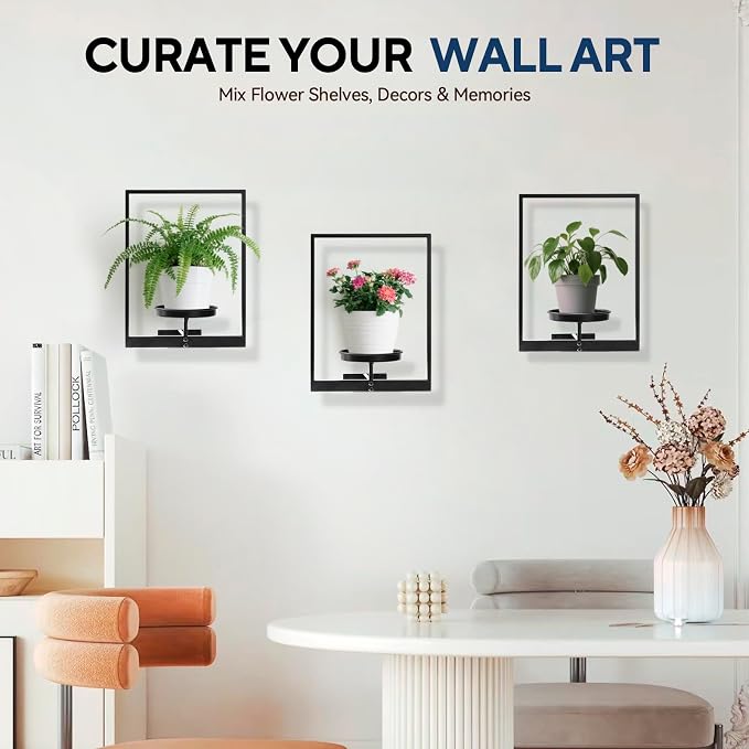3 Pack Black Metal Indoor Window Plant Shelves Hanging Plant Shelves Picture - Image 7